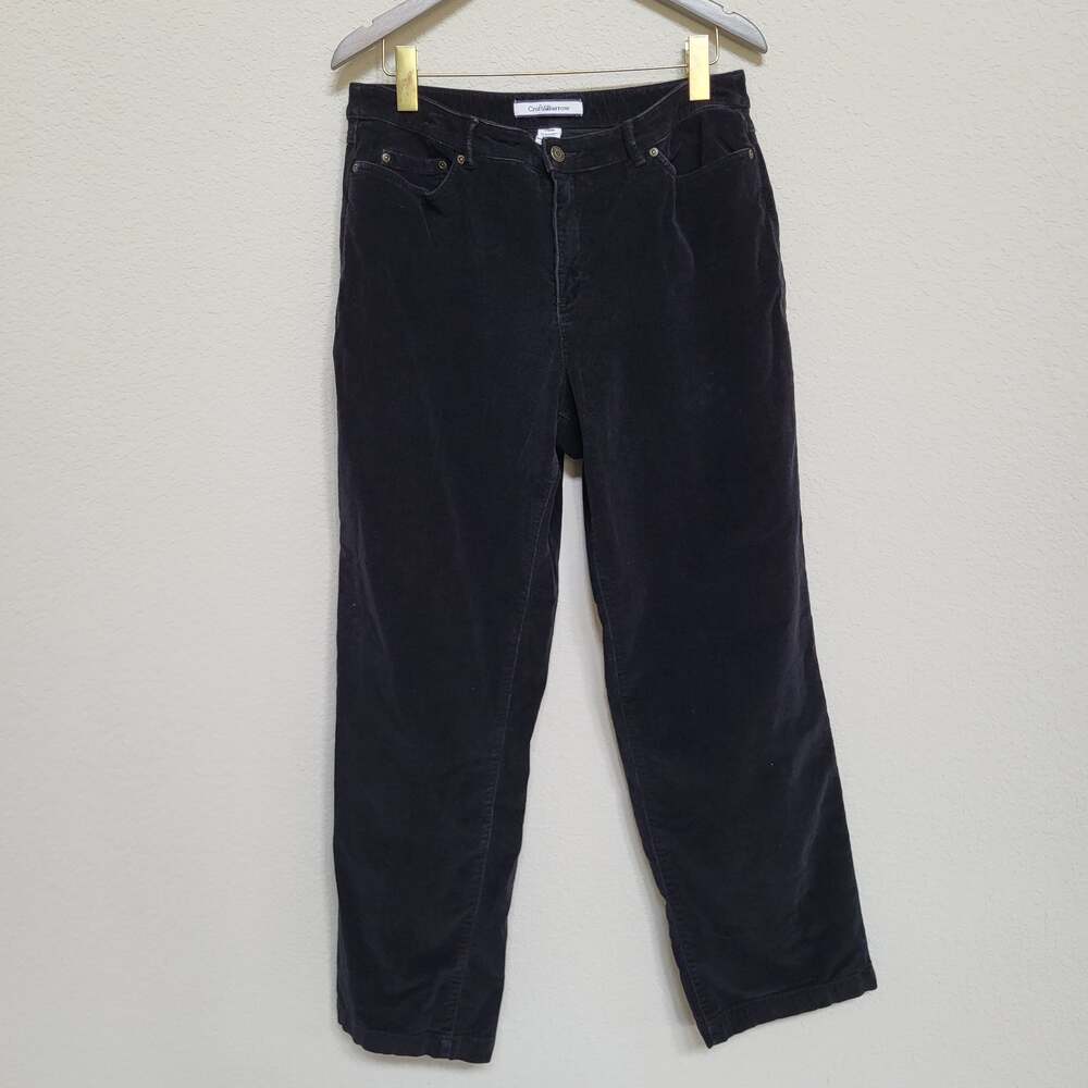 Croft & Barrow Black Corduroy Straight Leg Pants Womens 14 Average Stretch 34x29
